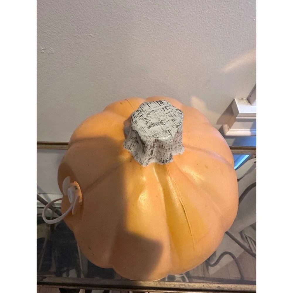 Vintage Halloween Orange Pumpkin Jack-O-Lantern Blow Mold Light Up Decor